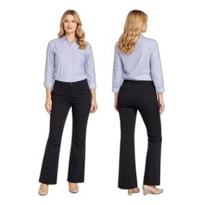 Ann Mashburn Bella Flare Pants Size 10 Blue Gray Stretch Cotton Work